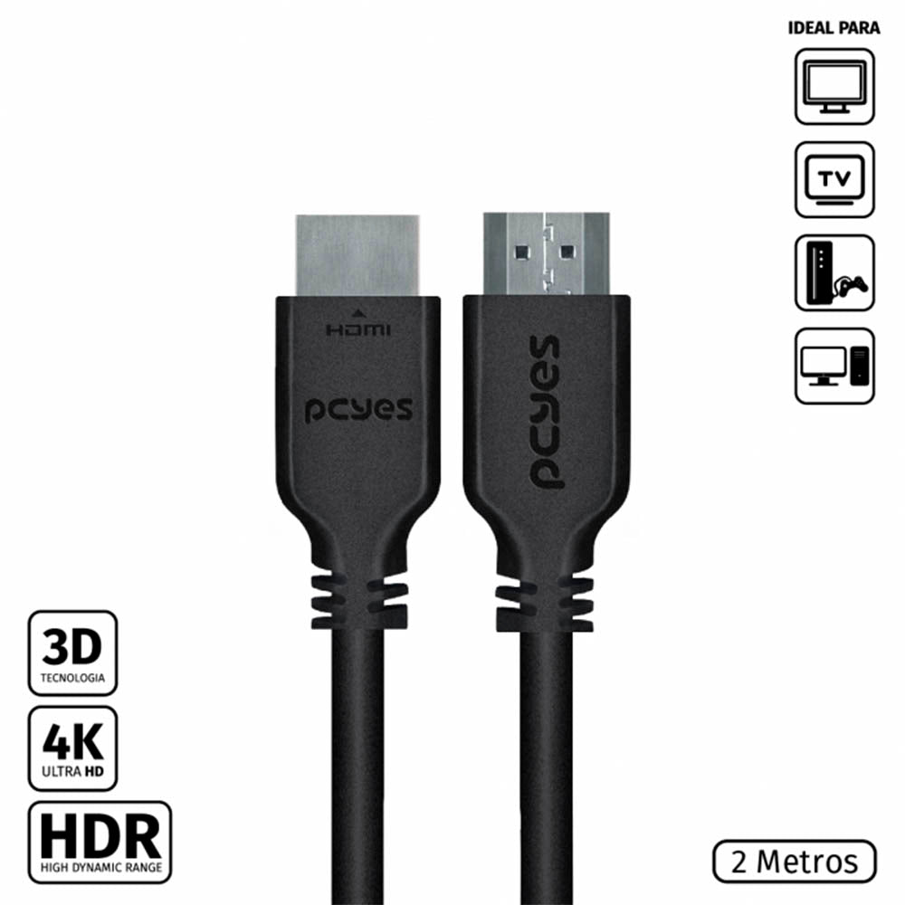 Cabo Hdmi 2mt 4k PCYes - PHM20-2 Truedata